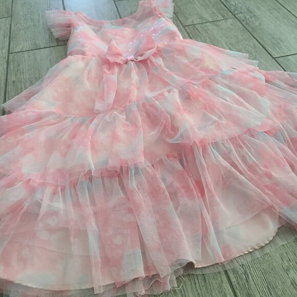 Jona Michelle Girls Pink Sequin Tulle Ruffle Formal Party Dress size 8 - Picture 6 of 11